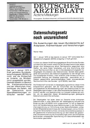 Vorschauseite 1: Datenschutzgesetz noch unzureichend