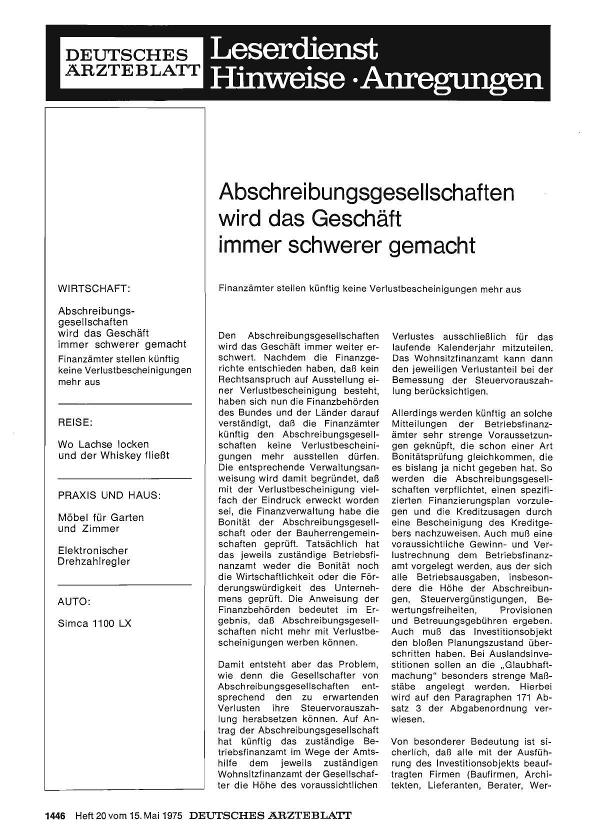 Vorschauseite 1: Abschreibungsgesellschaften wird das Geschäft immer schwerer gemacht