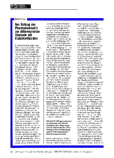 Vorschauseite 1: Der Beitrag der Pharmakokinetik zur differenzierten Therapie mit Glukokortikoiden
