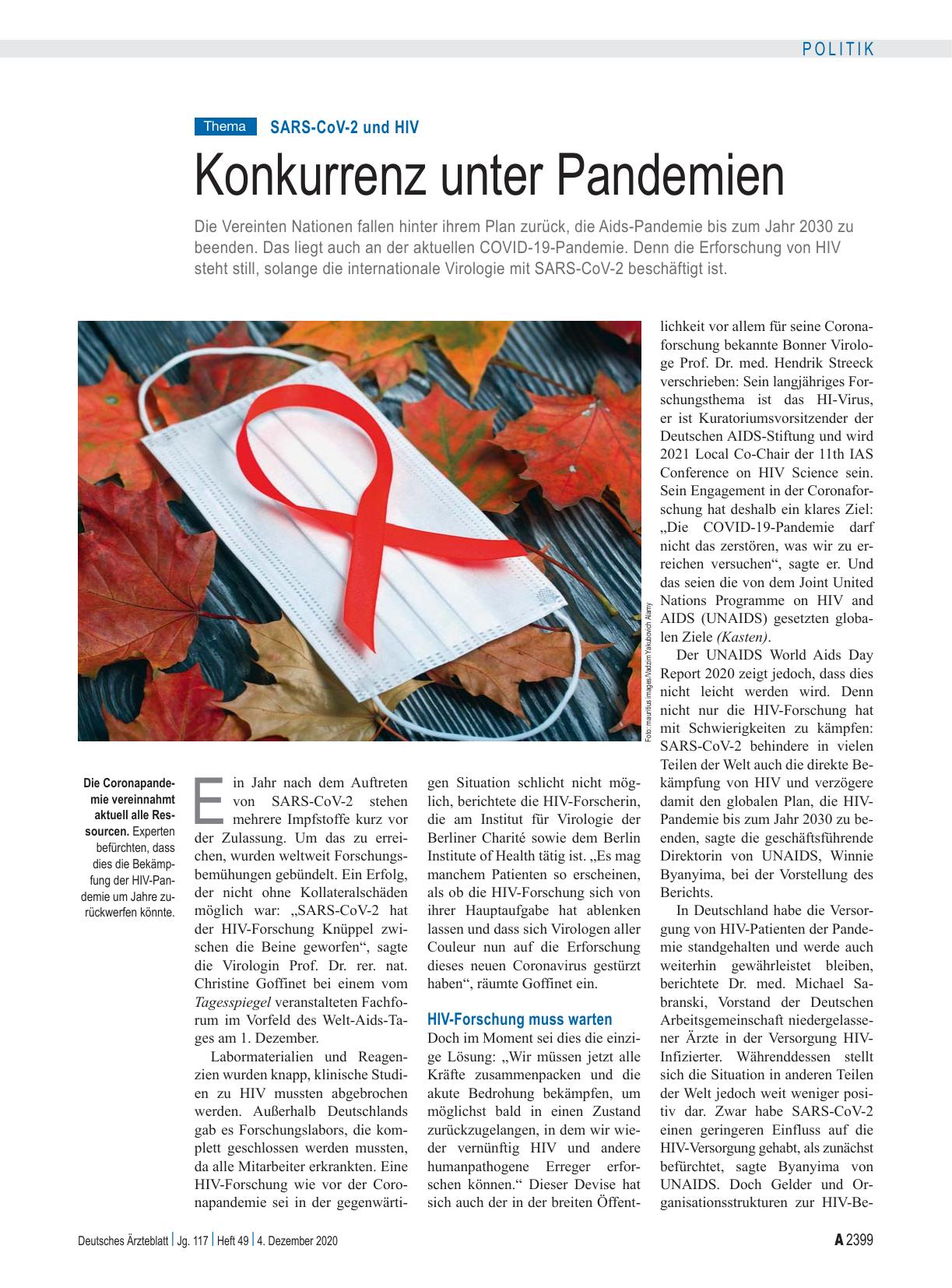 Vorschauseite 1: SARS-CoV-2 und HIV: Konkurrenz unter Pandemien