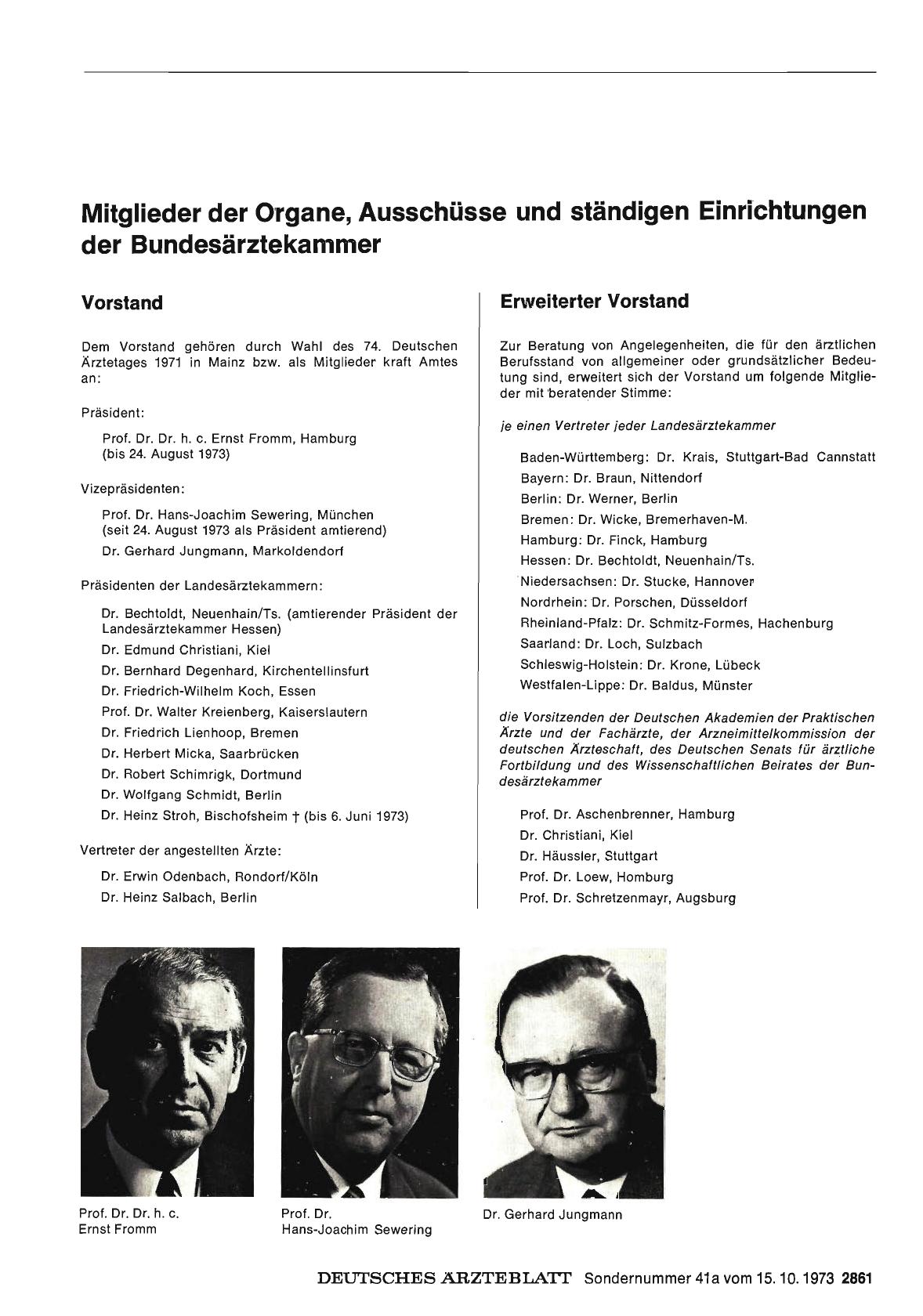 Vorschauseite 1: Mitglieder der Organe, Ausschüsse und ständigen Einrichtungen der Bundesärztekammer