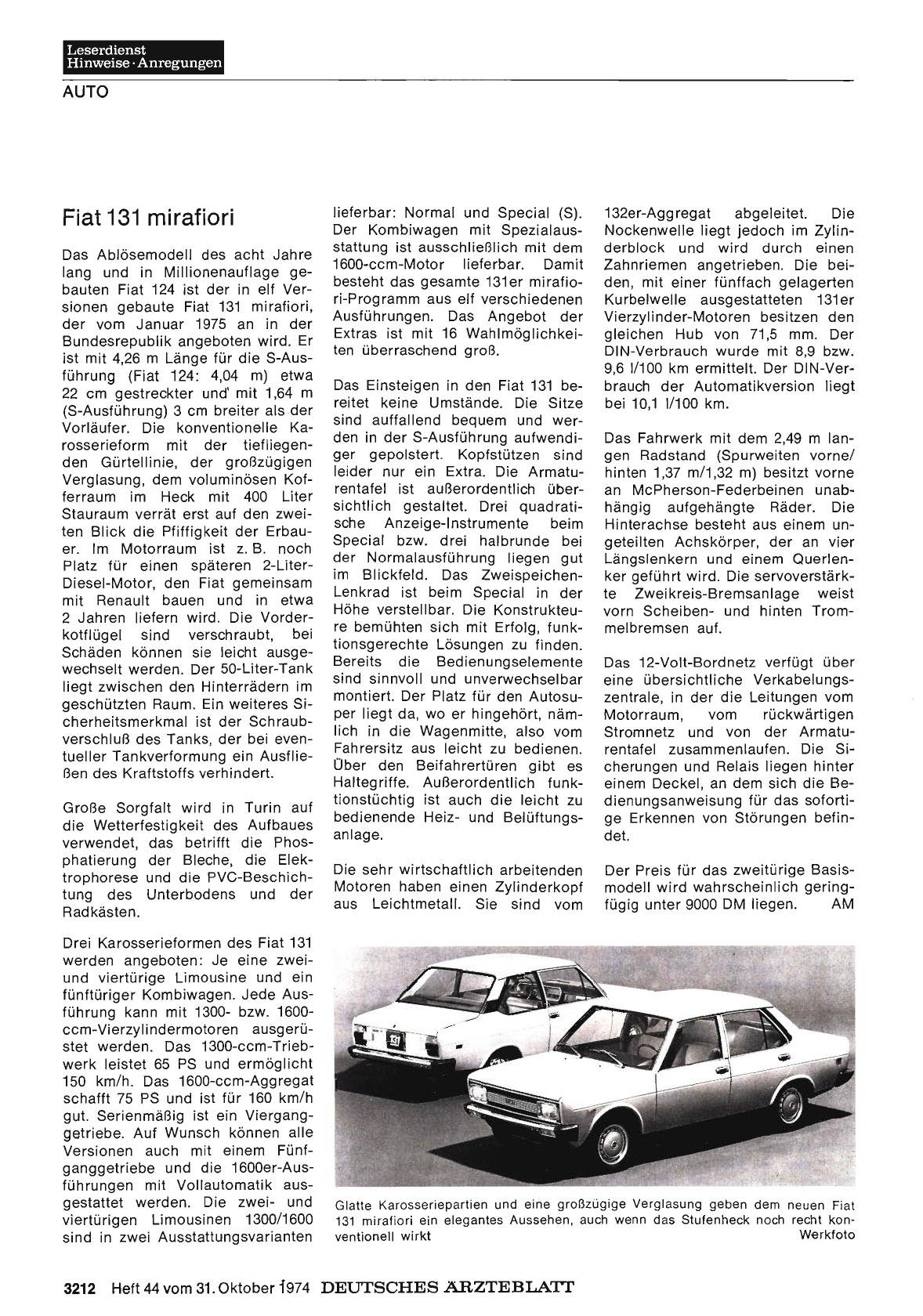Vorschauseite 1: Fiat 131 mirafiori