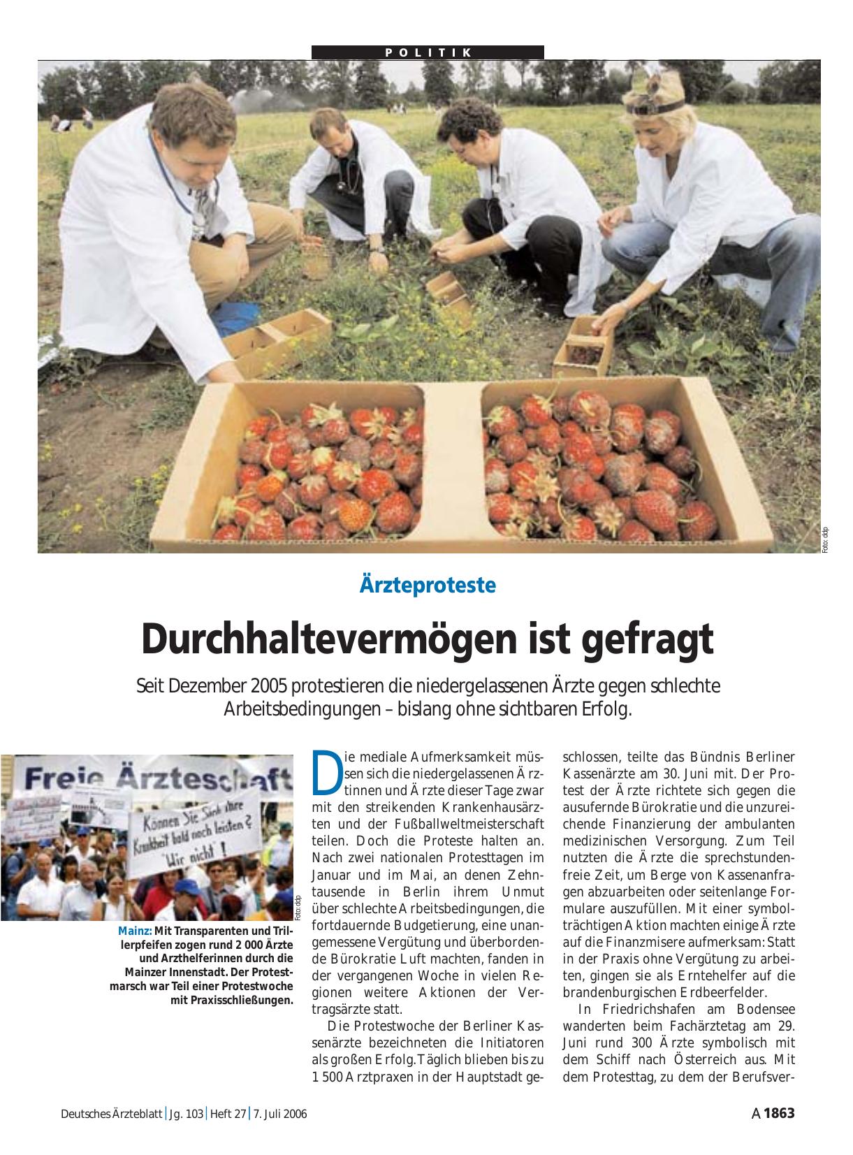 Vorschauseite 1: Ärzteproteste: Durchhaltevermögen ist gefragt