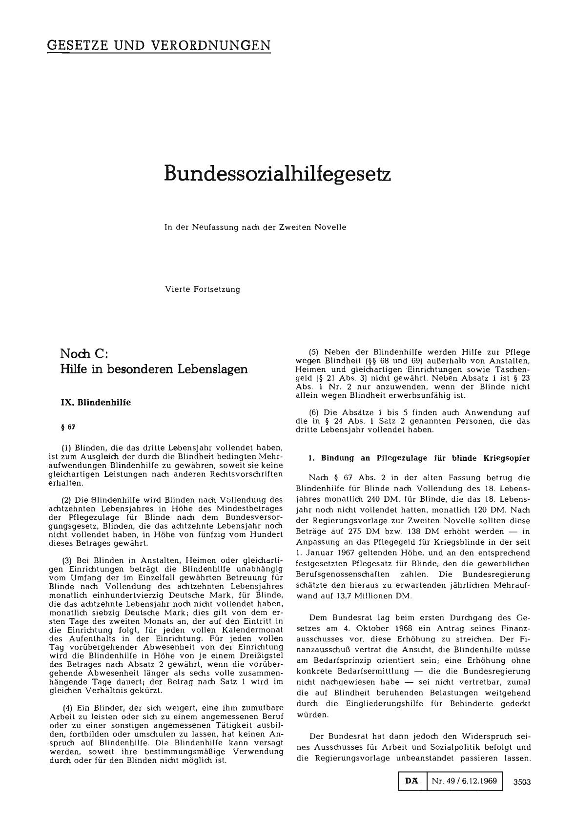 Vorschauseite 1: Bundessozialhilfegesetz: In der Neufassung nach der Zweiten Novelle (Vierte Fortsetzung )