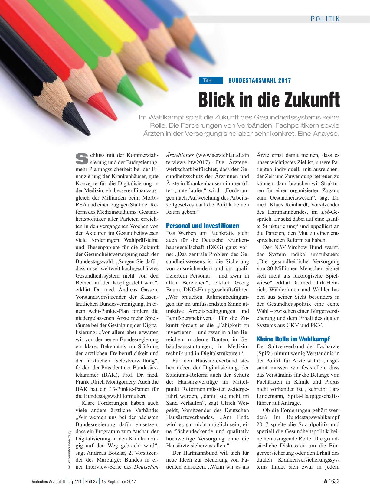 Vorschauseite 1: Bundestagswahl 2017: Blick in die Zukunft