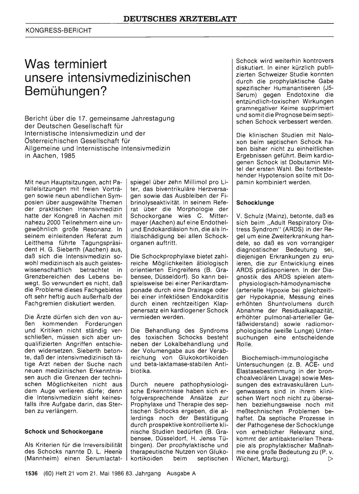 Vorschauseite 1: Was terminiert unsere intensivmedizinischen Bemühungen?