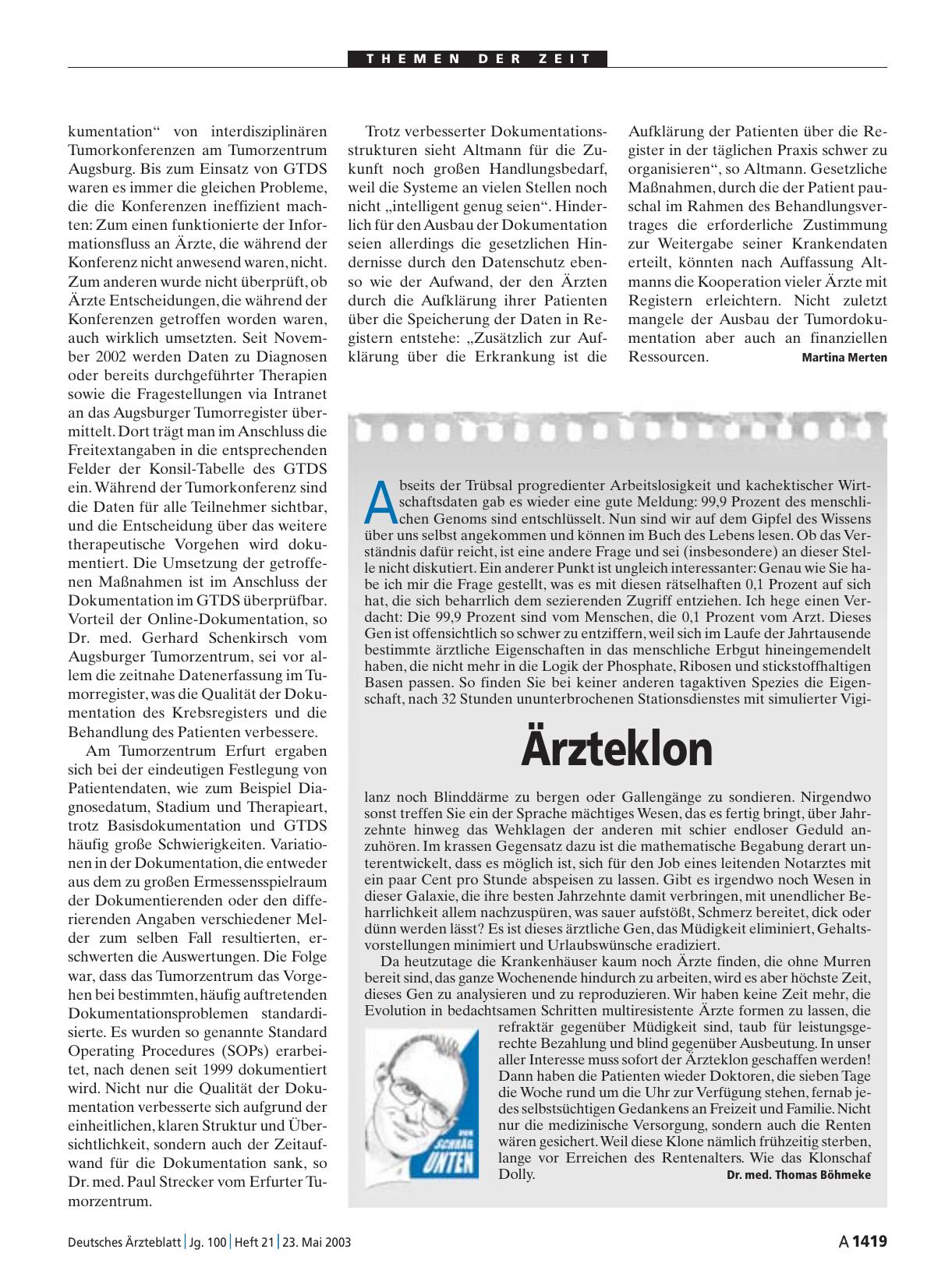 Vorschauseite 1: VON SCHRÄG UNTEN: Ärzteklon