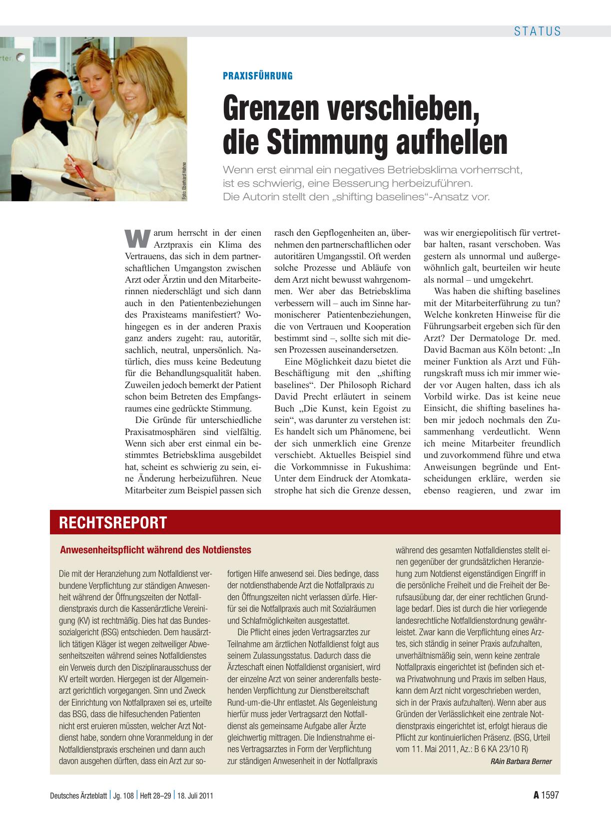 Vorschauseite 1: Anwesenheitspflicht während des Notdienstes