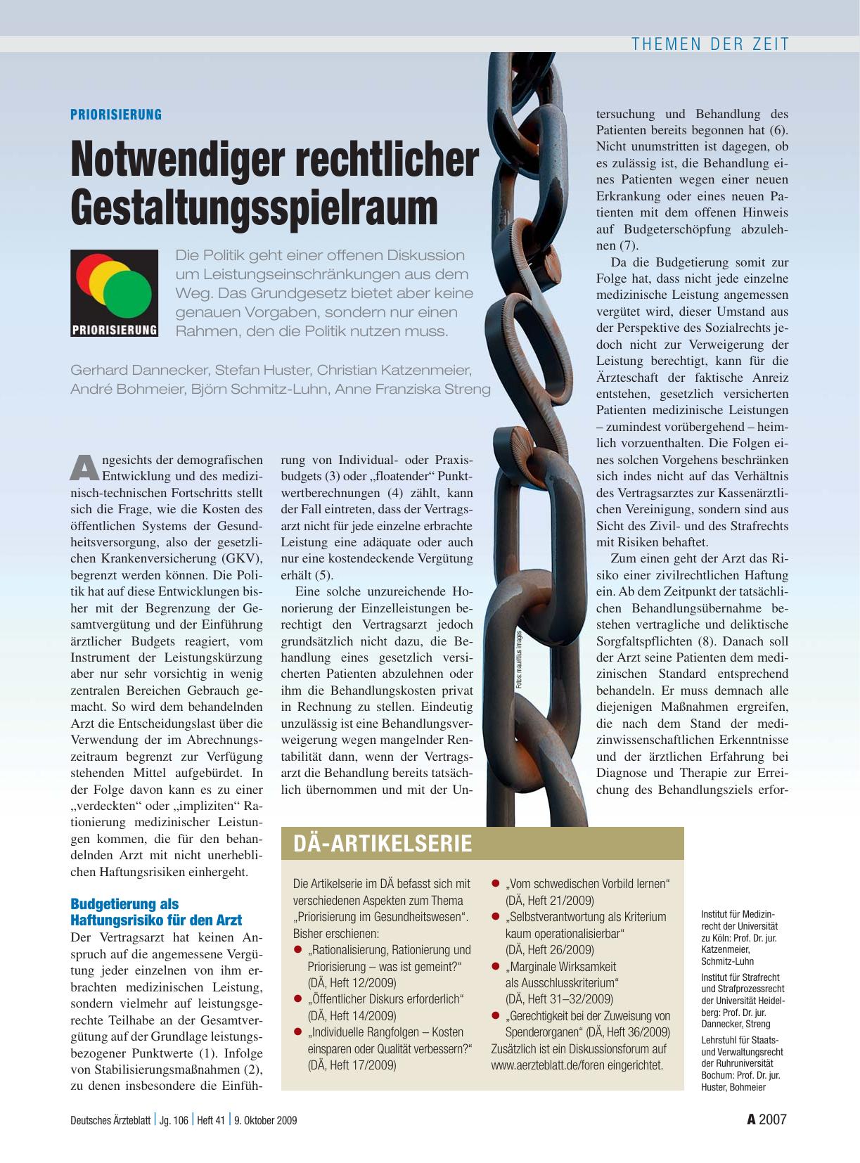 Vorschauseite 1: Priorisierung: Notwendiger rechtlicher Gestaltungsspielraum