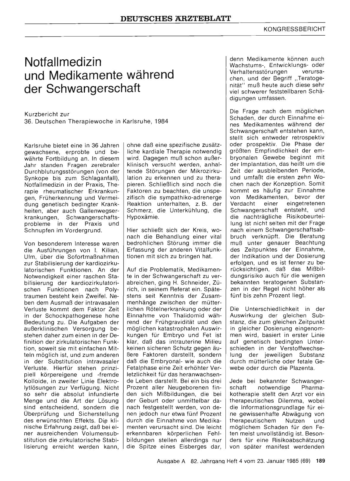 Vorschauseite 1: Notfallmedizin und Medikamente während der Schwangerschaft