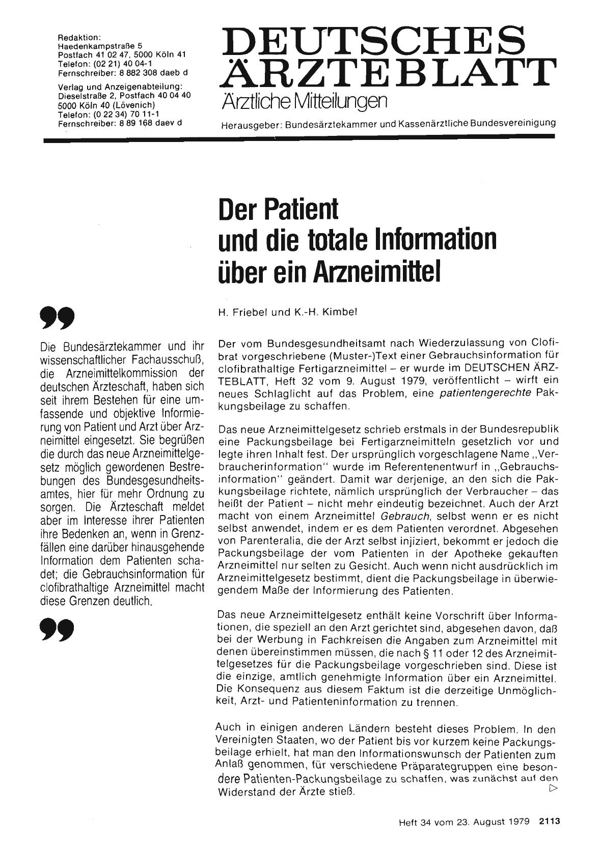 Vorschauseite 1: Der Patient und die totale Information über ein Arzneimittel