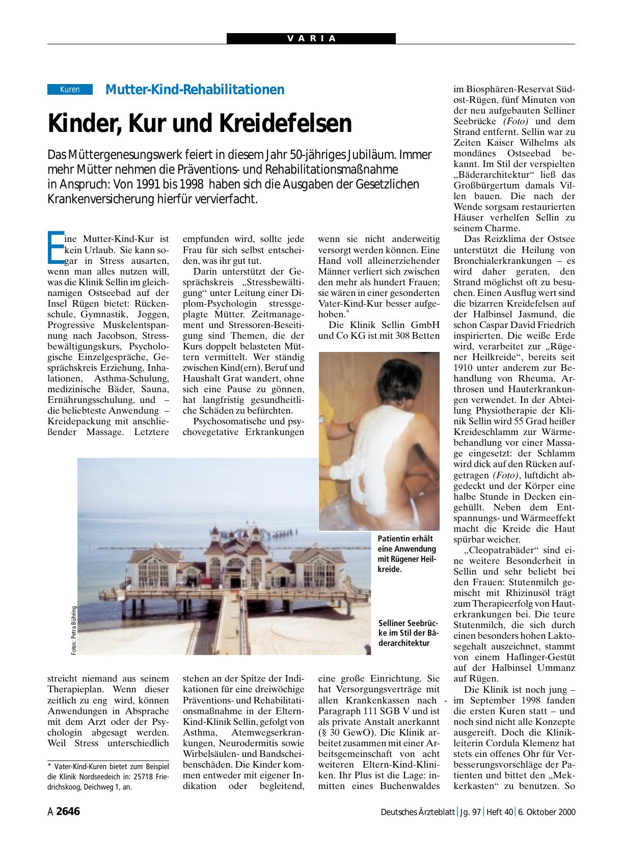 Vorschauseite 1: Mutter-Kind-Rehabilitationen: Kinder, Kur und Kreidefelsen
