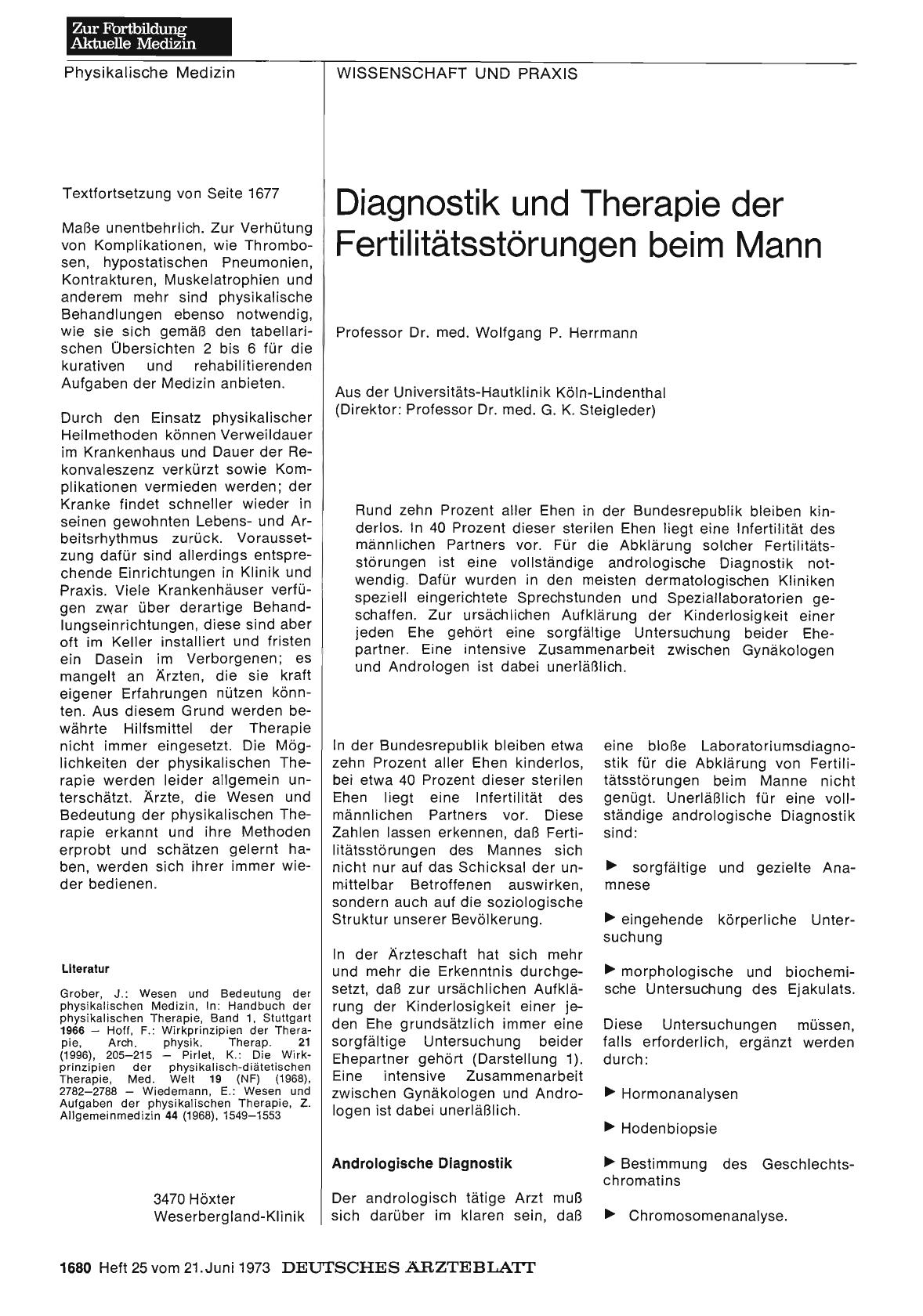 Vorschauseite 1: Diagnostik und Therapie der Fertilitätsstörungen beim Mann