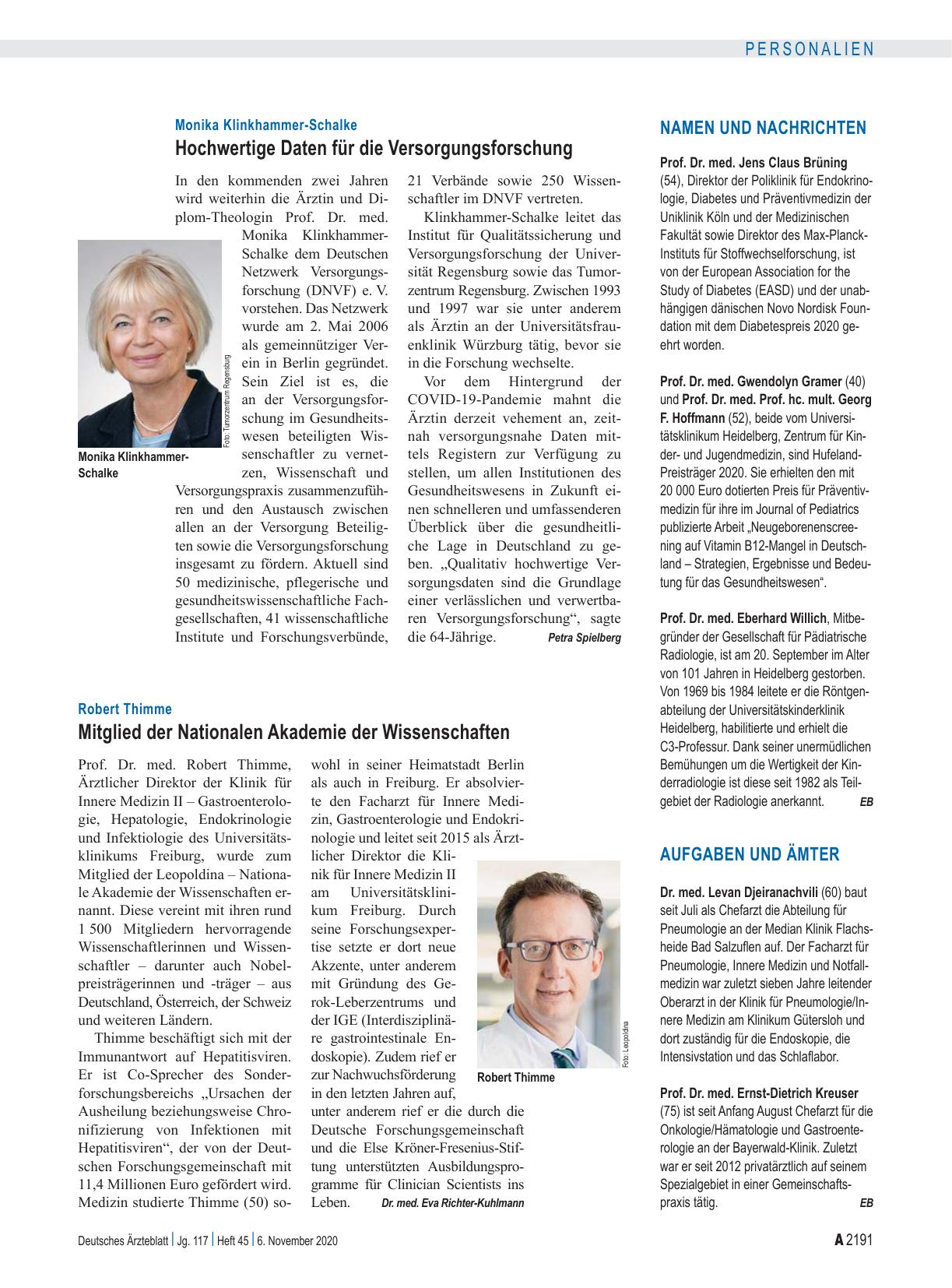 Vorschauseite 1: Robert Thimme: Mitglied der Nationalen Akademie der Wissenschaften