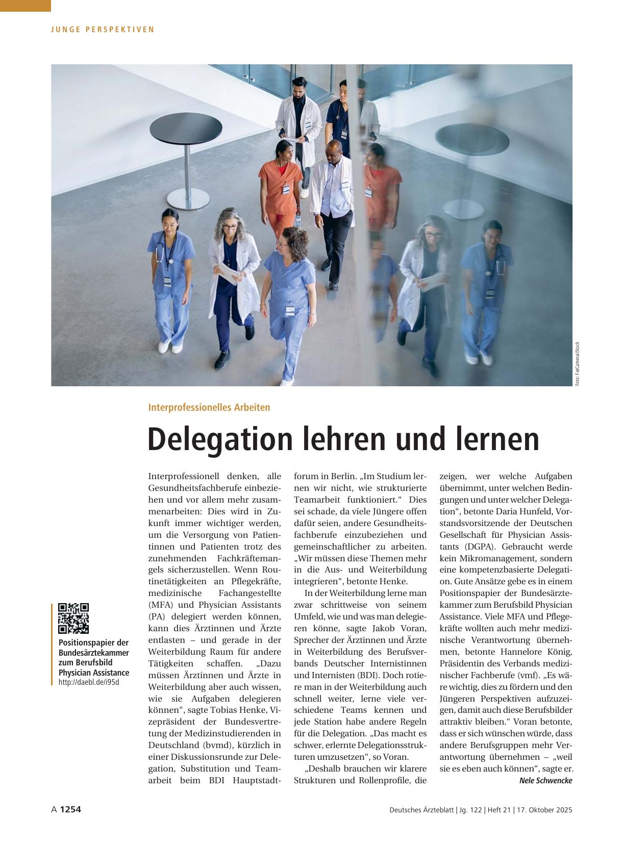 Vorschauseite 1: Interprofessionelles Arbeiten: Delegation lehren und lernen