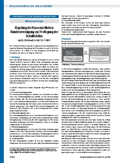 Vorschauseite 1: Regelung der Kassenärztlichen Bundesvereinigung zur Festlegung der Schnittstellen nach § 291d Absatz 1a Satz 1 Nr. 1 SGB V
