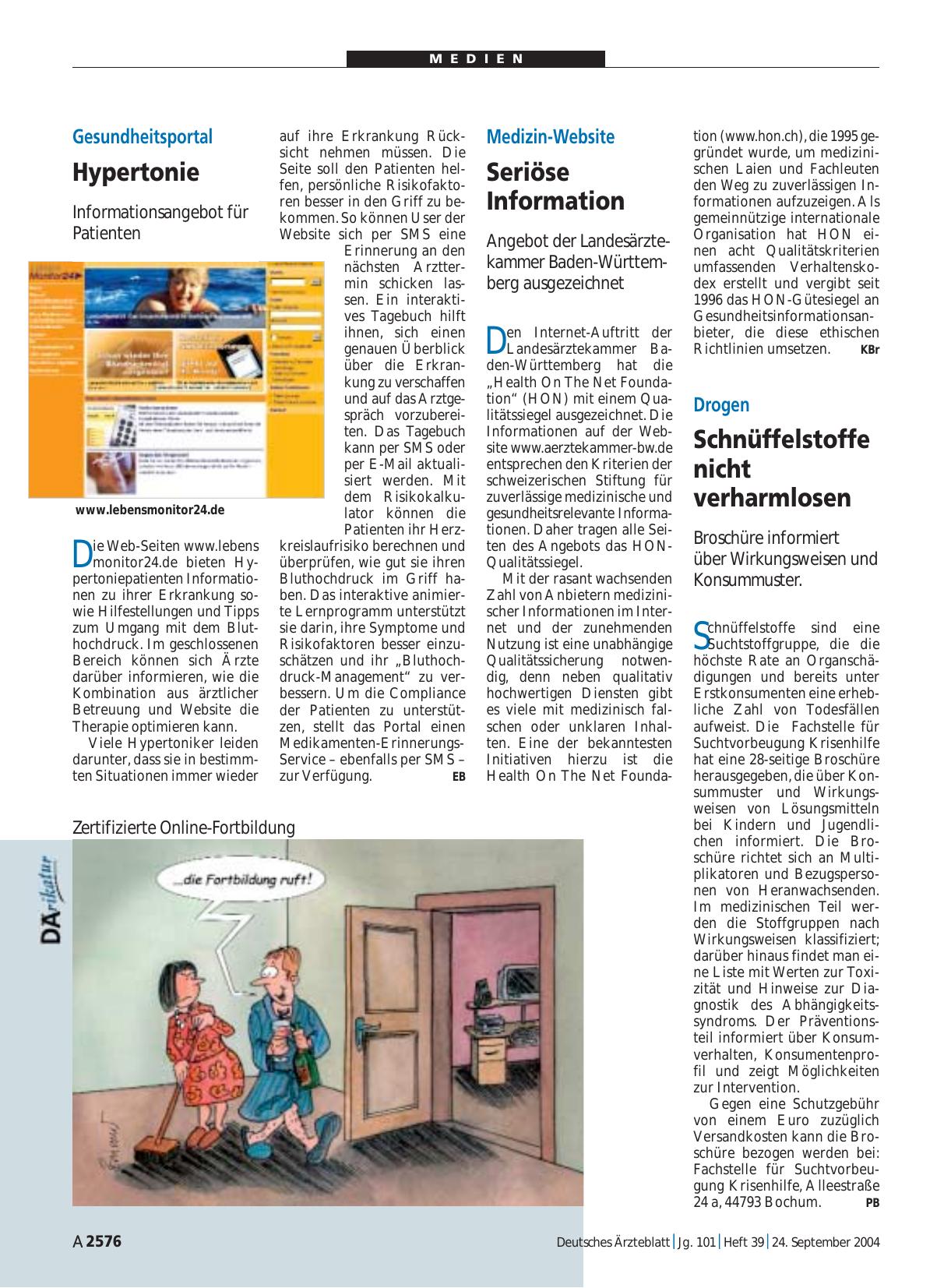 Vorschauseite 1: Medizin-Website: Seriöse Information