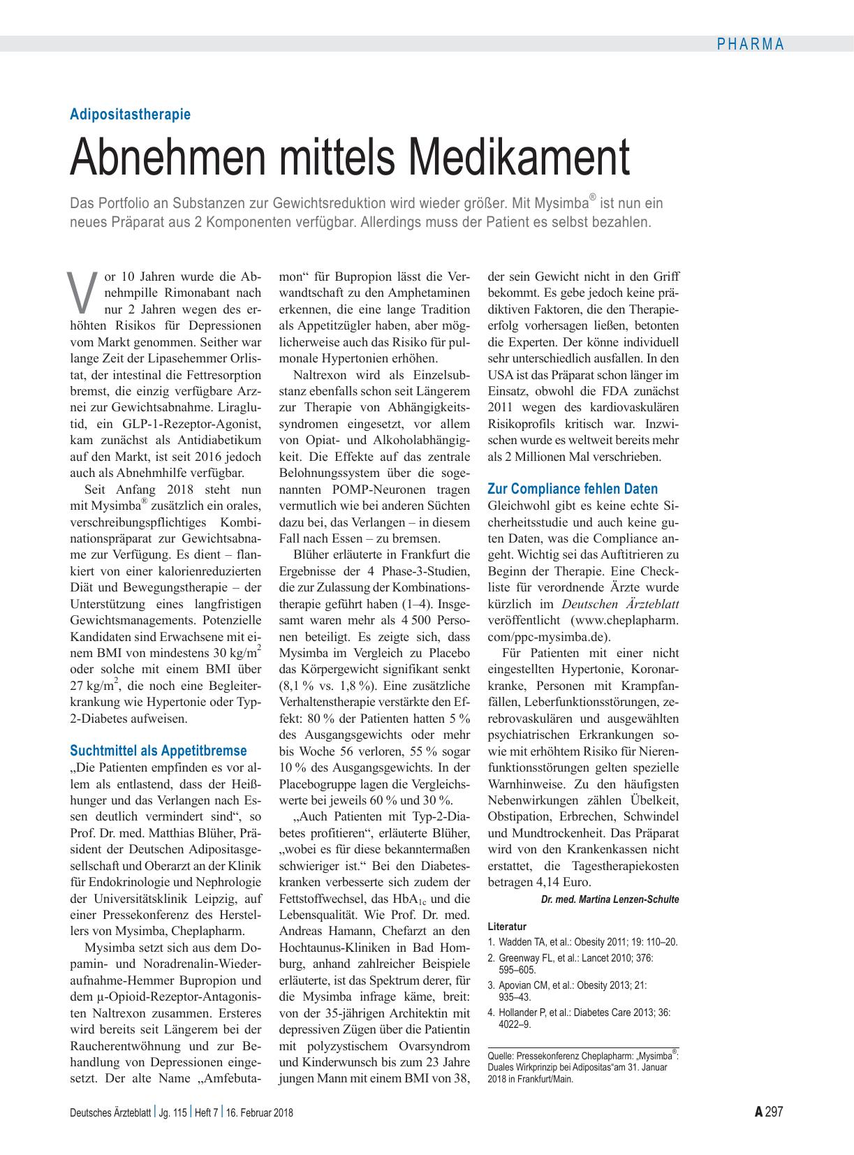 Vorschauseite 1: Adipositastherapie: Abnehmen mittels Medikament