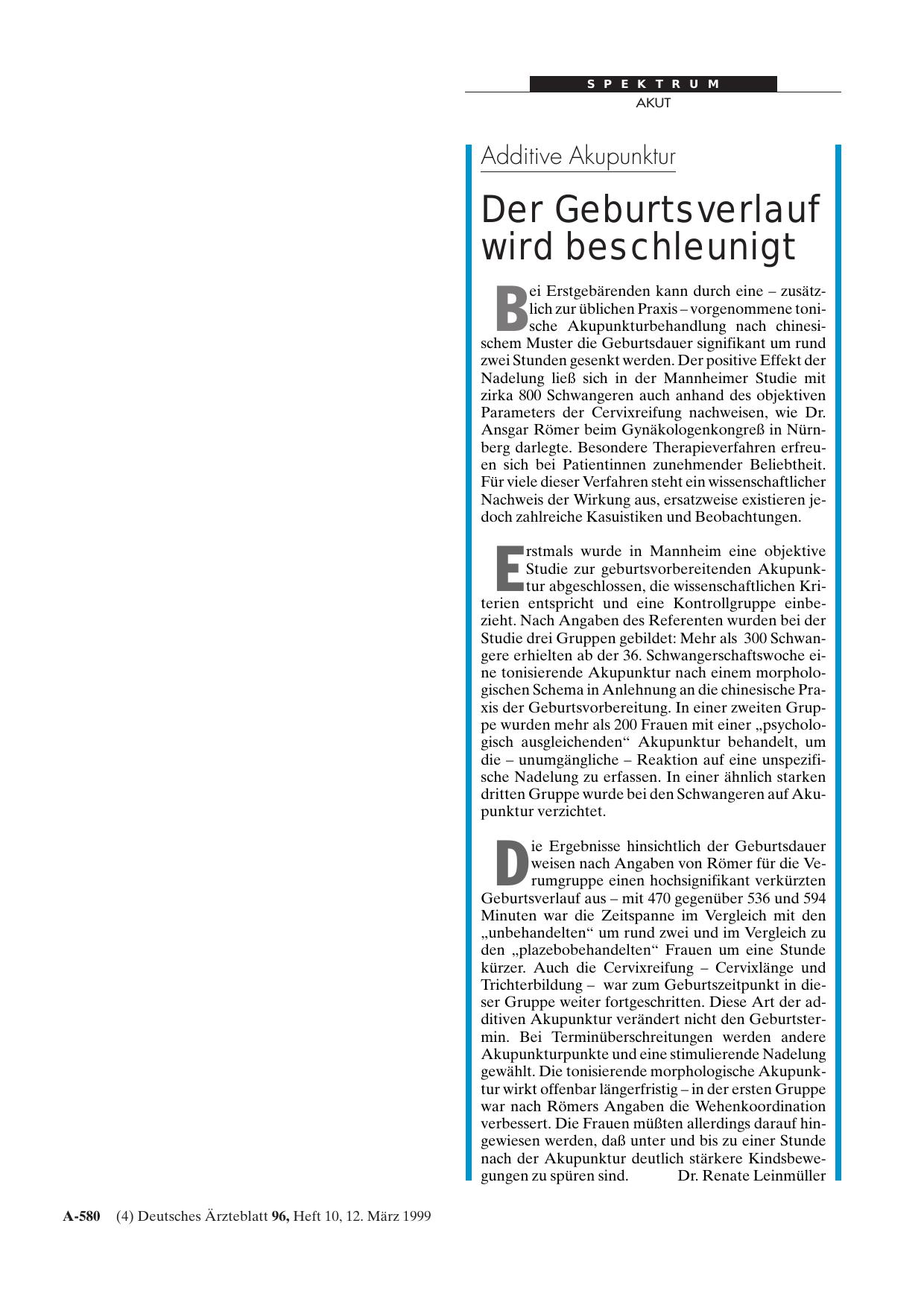 Vorschauseite 1: Additive Akupunktur: Der Geburtsverlauf wird beschleunigt