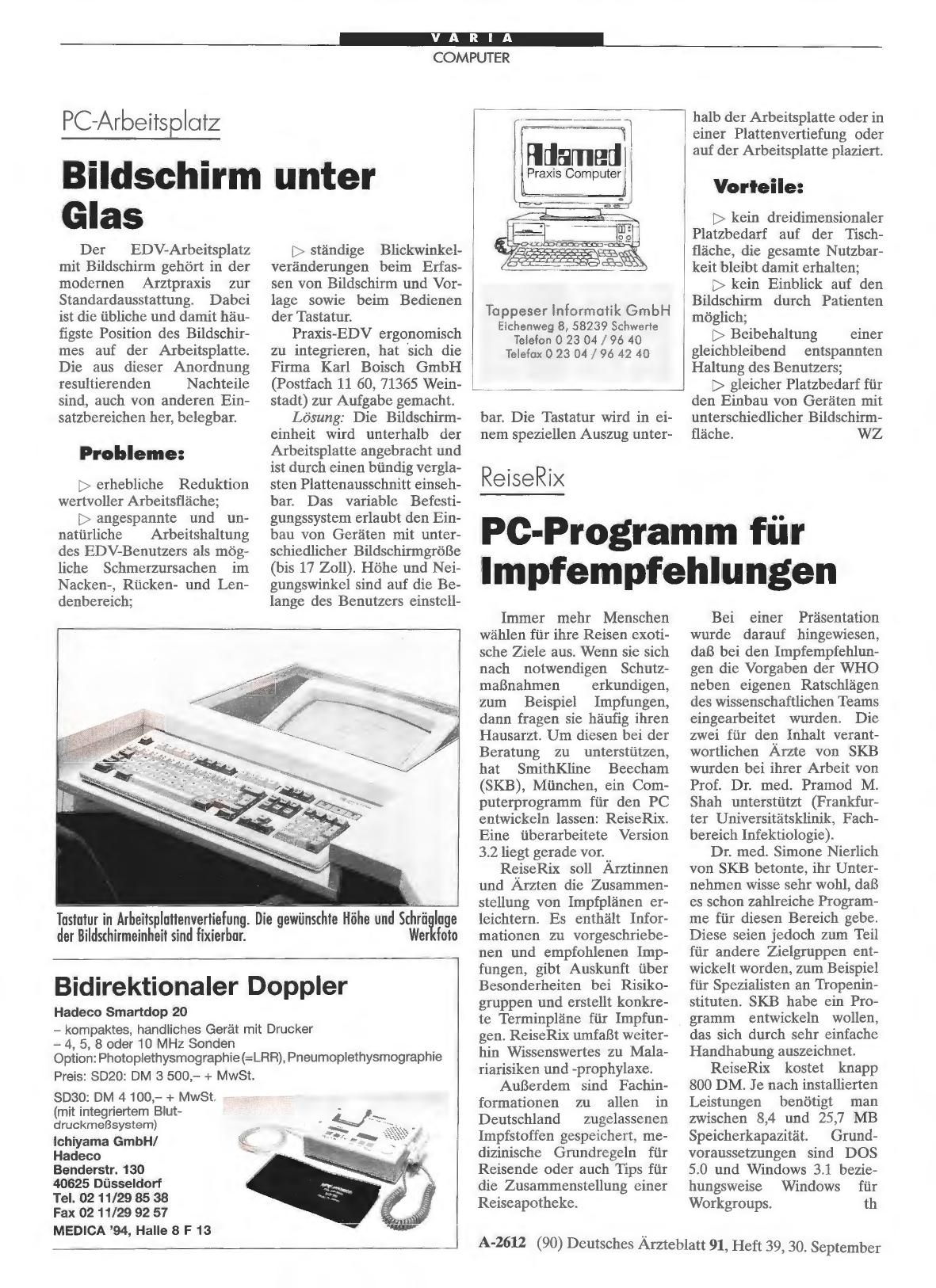 Vorschauseite 1: ReiseRix: PC-Programm für Impfempfehlungen