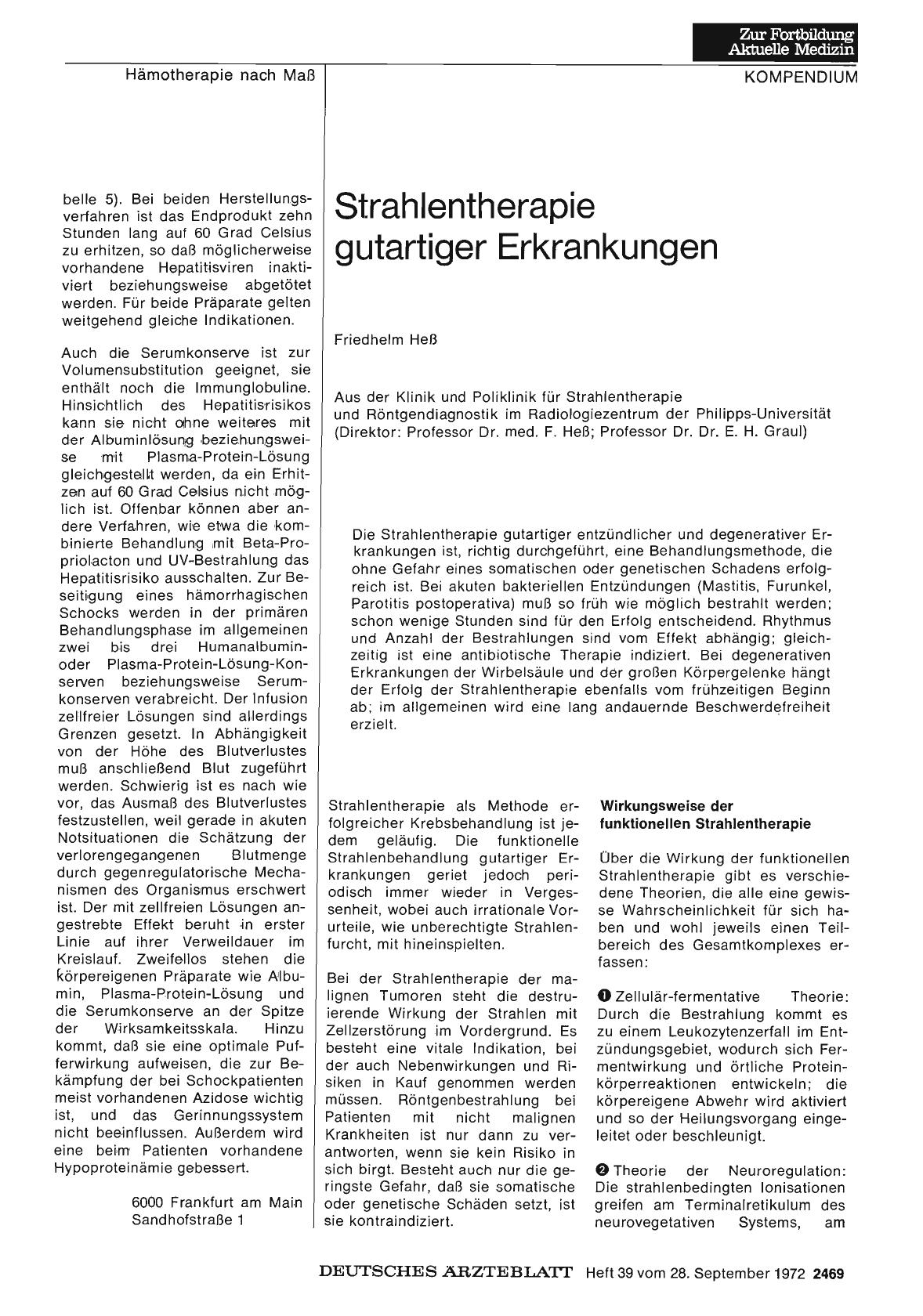 Vorschauseite 1: Strahlentherapie gutartiger Erkrankungen