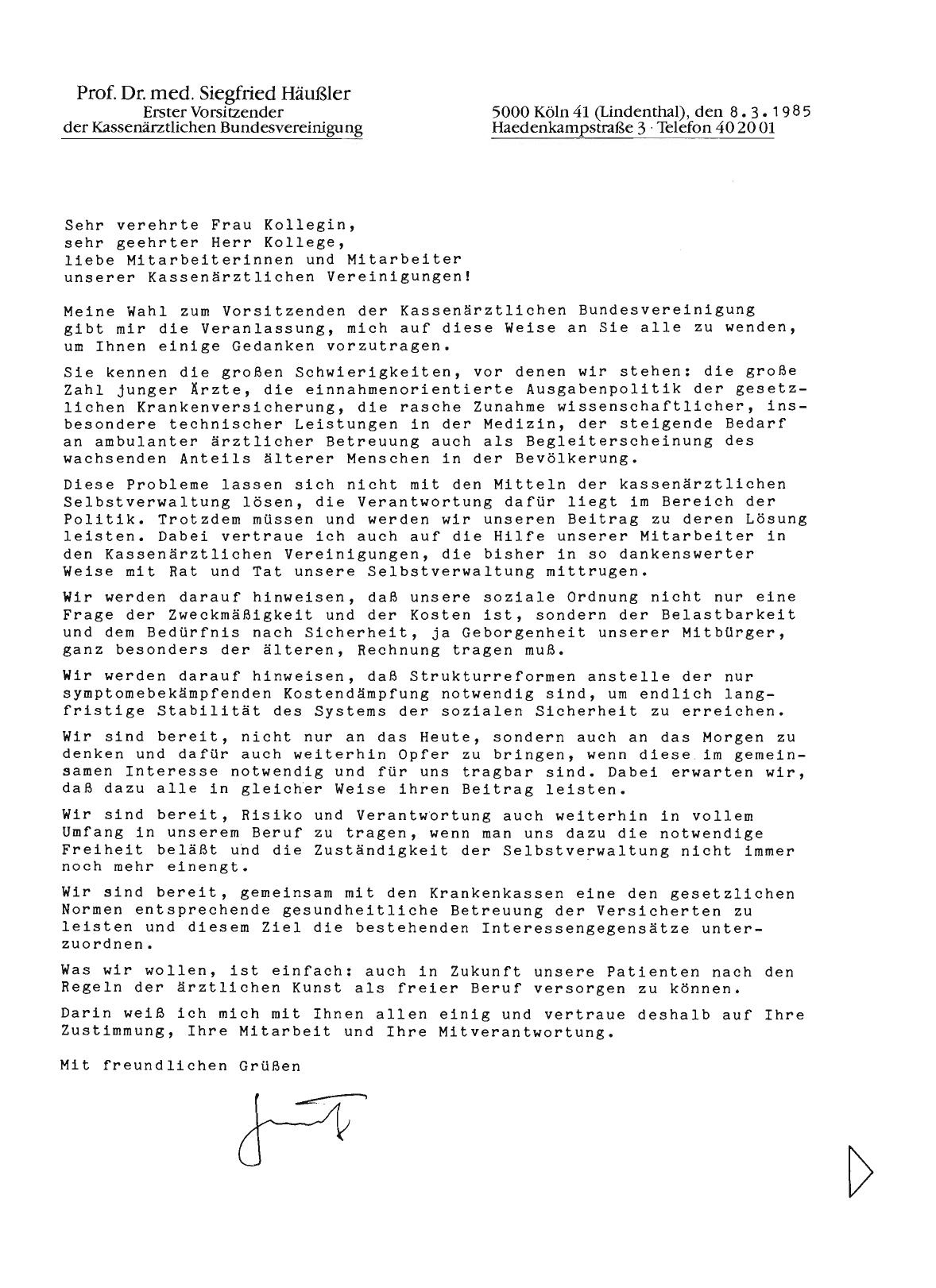 Vorschauseite 1: Brief des neugewählten Ersten Vorsitzenden an die Kolleginnen und Kollegen