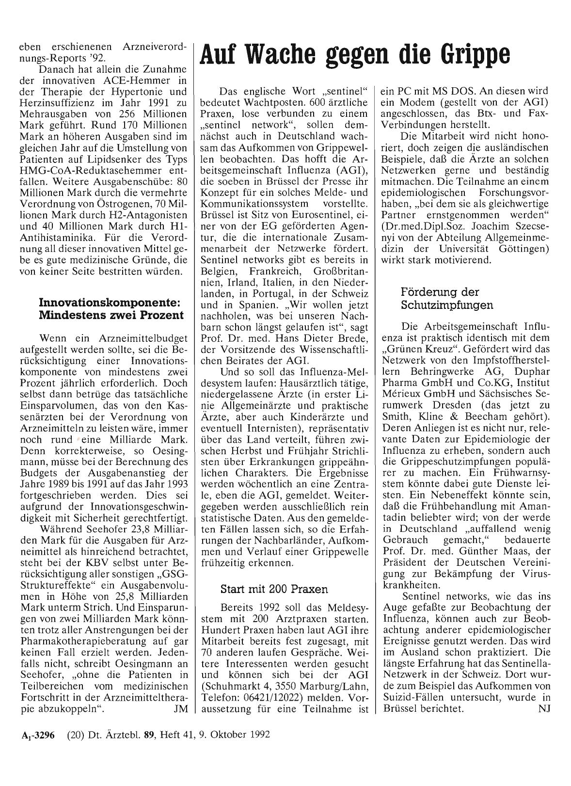Vorschauseite 1: Auf Wache gegen die Grippe