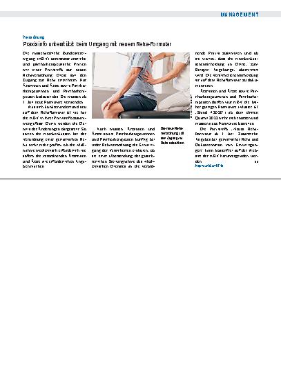 Vorschauseite 1: Verordnung: Praxisinfo unterstützt beim Umgang mit neuem Reha-Formular