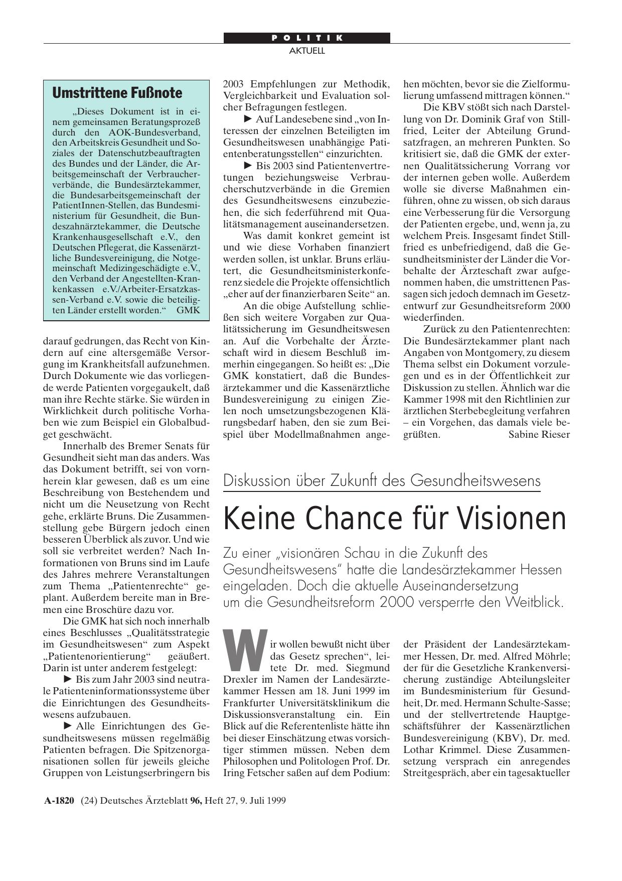 Vorschauseite 1: Umstrittene Fußnote