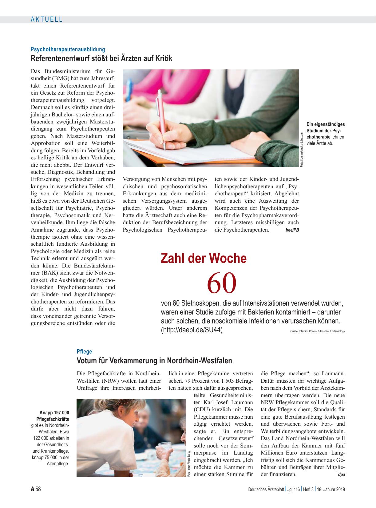 Vorschauseite 1: Psychotherapeutenausbildung: Referentenentwurf stößt bei Ärzten auf Kritik