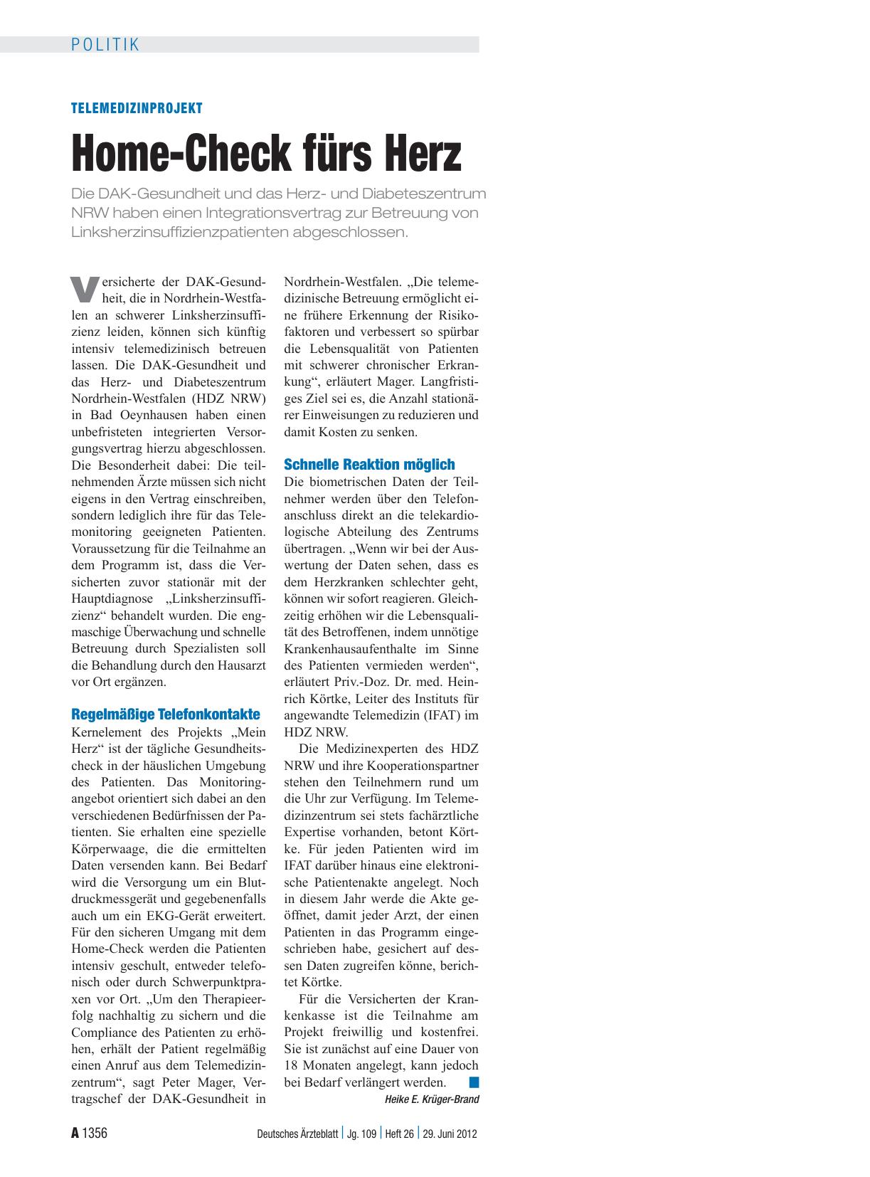 Vorschauseite 1: Telemedizinprojekt: Home-Check fürs Herz