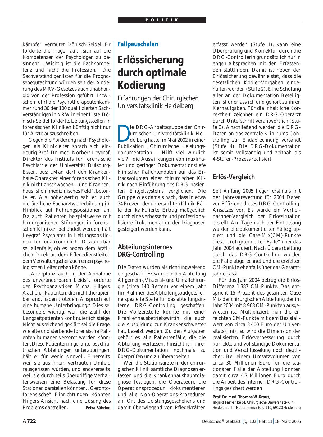Vorschauseite 1: Fallpauschalen: Erlössicherung durch optimale Kodierung