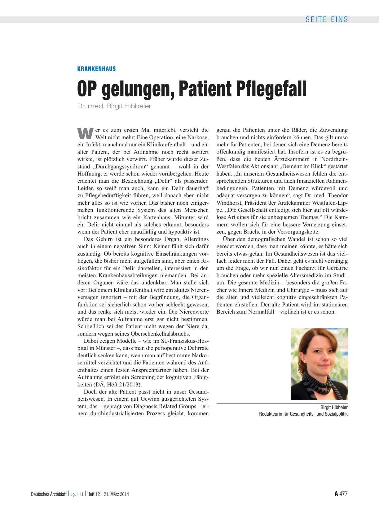 Vorschauseite 1: Krankenhaus: OP gelungen, Patient Pflegefall