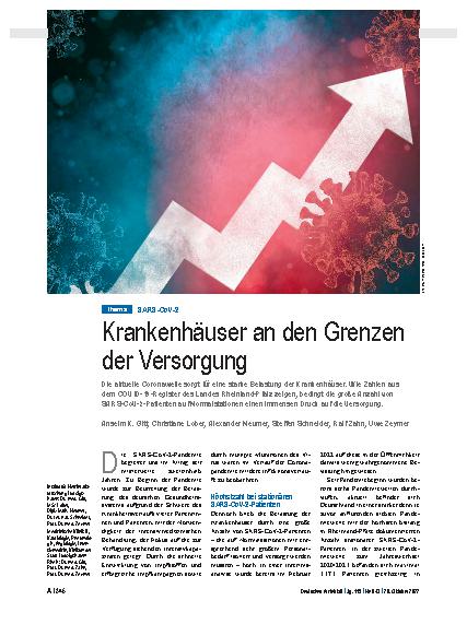 Vorschauseite 1: SARS-CoV-2: Krankenhäuser an den Grenzen der Versorgung