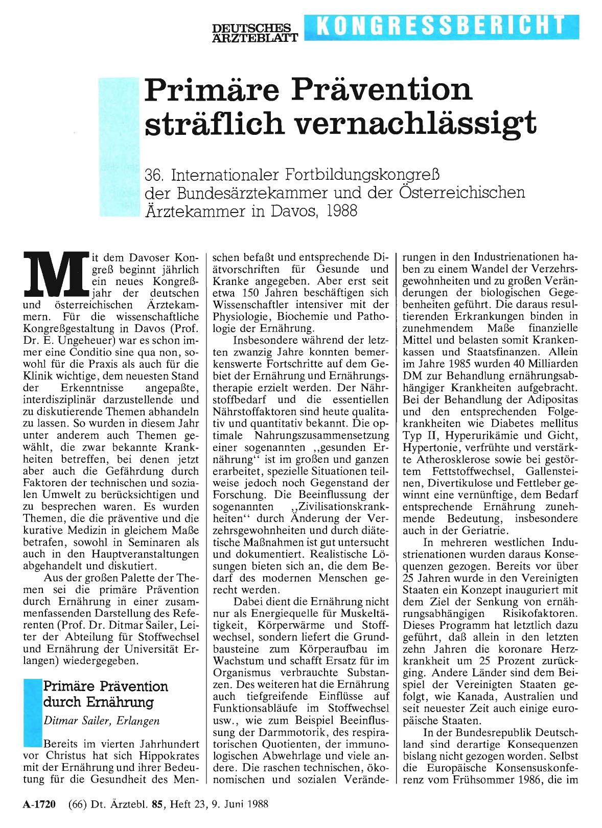 Vorschauseite 1: Primäre Prävention sträflich vernachlässigt