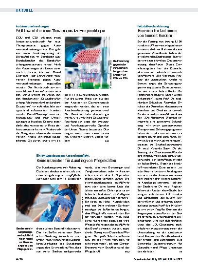 Vorschauseite 1: Autoimmunerkrankungen: Wettbewerb für neue Therapieansätze vorgeschlagen