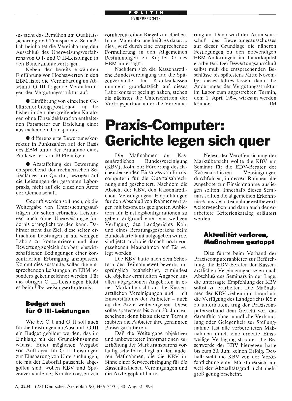 Vorschauseite 1: Praxis-Computer: Gerichte legen sich quer