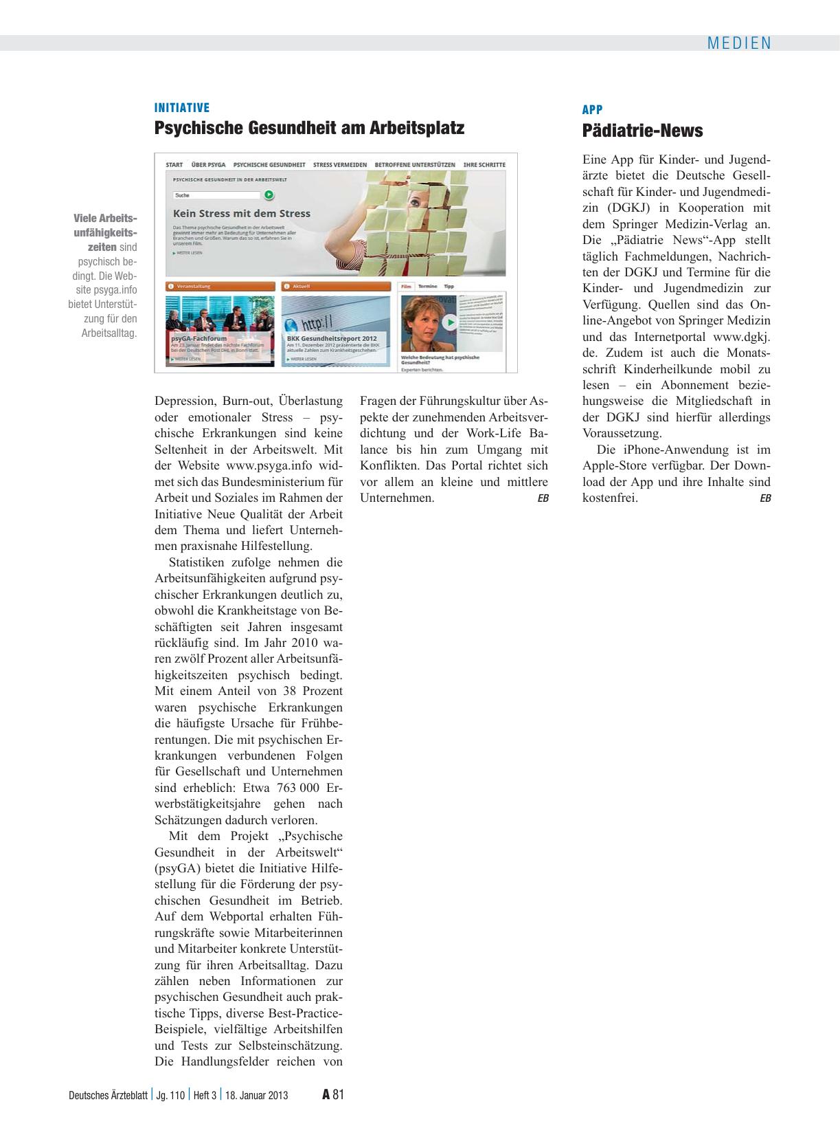 Vorschauseite 1: Initiative: Psychische Gesundheit am Arbeitsplatz