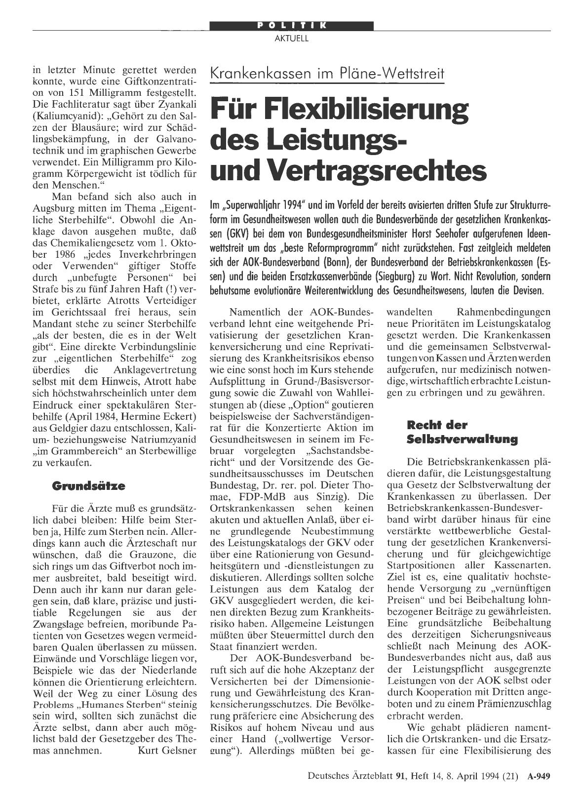 Vorschauseite 1: Krankenkassen im Pläne-Wettstreit: Für Flexibilisierung des Leistungsund Vertragsrechtes