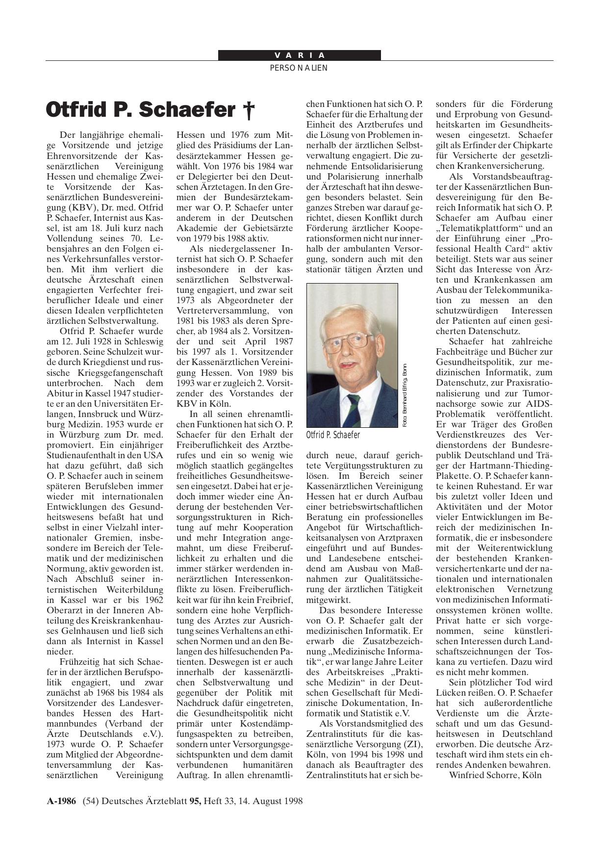 Vorschauseite 1: Otfrid P. Schaefer?