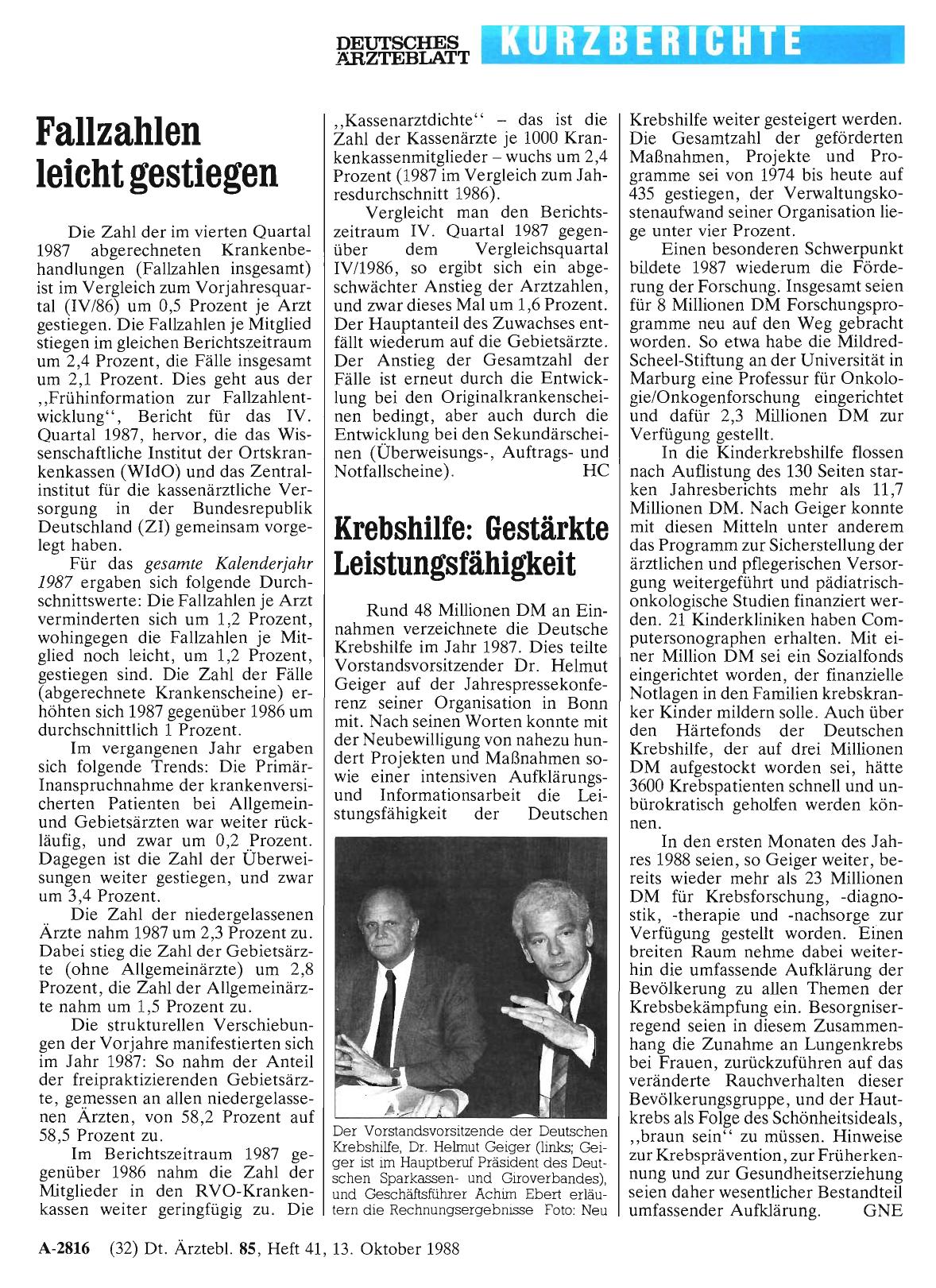 Vorschauseite 1: Krebshilfe: Gestärkte Leistungsfähigkeit