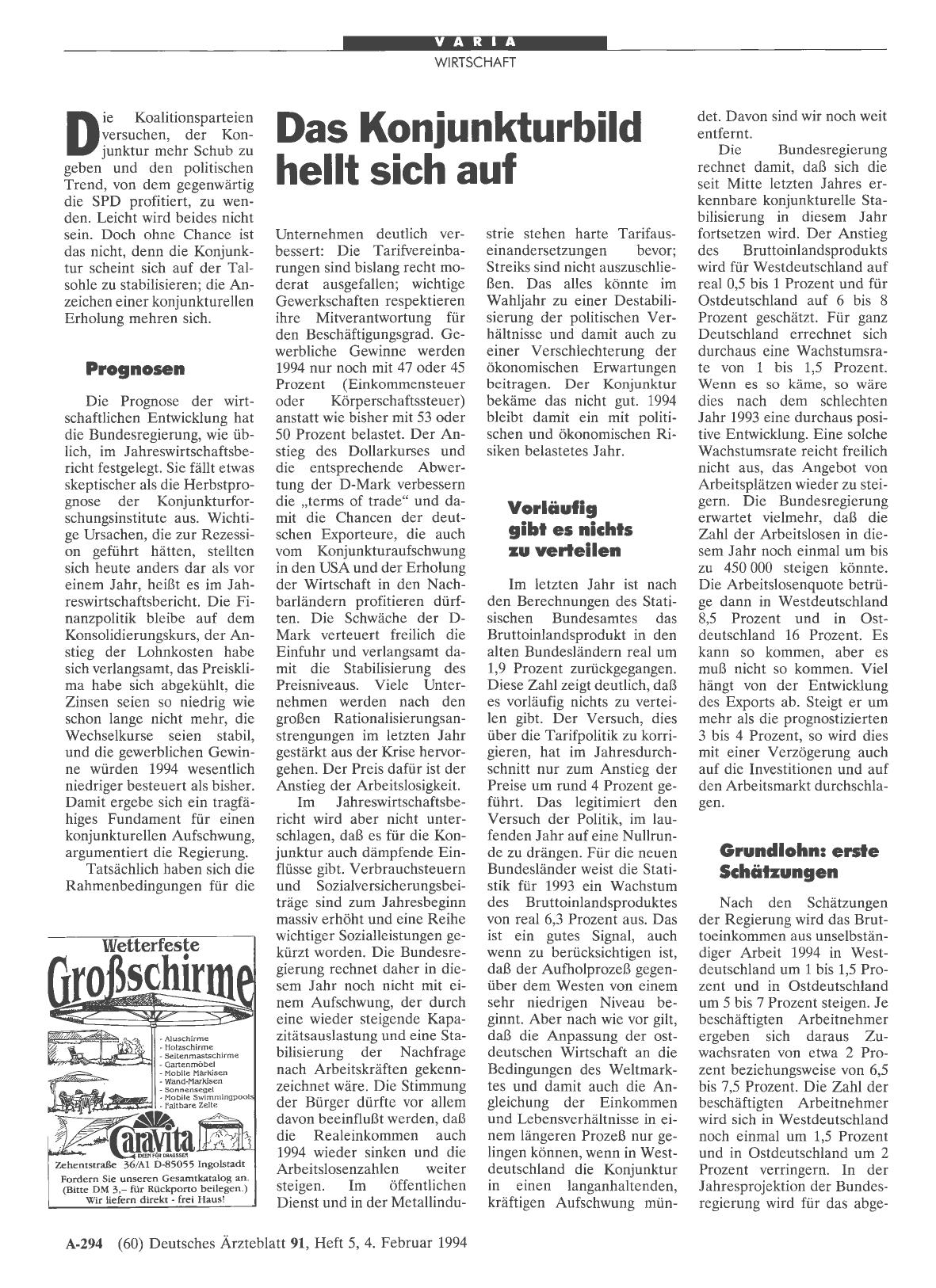 Vorschauseite 1: Das Konjunkturbild hellt sich auf