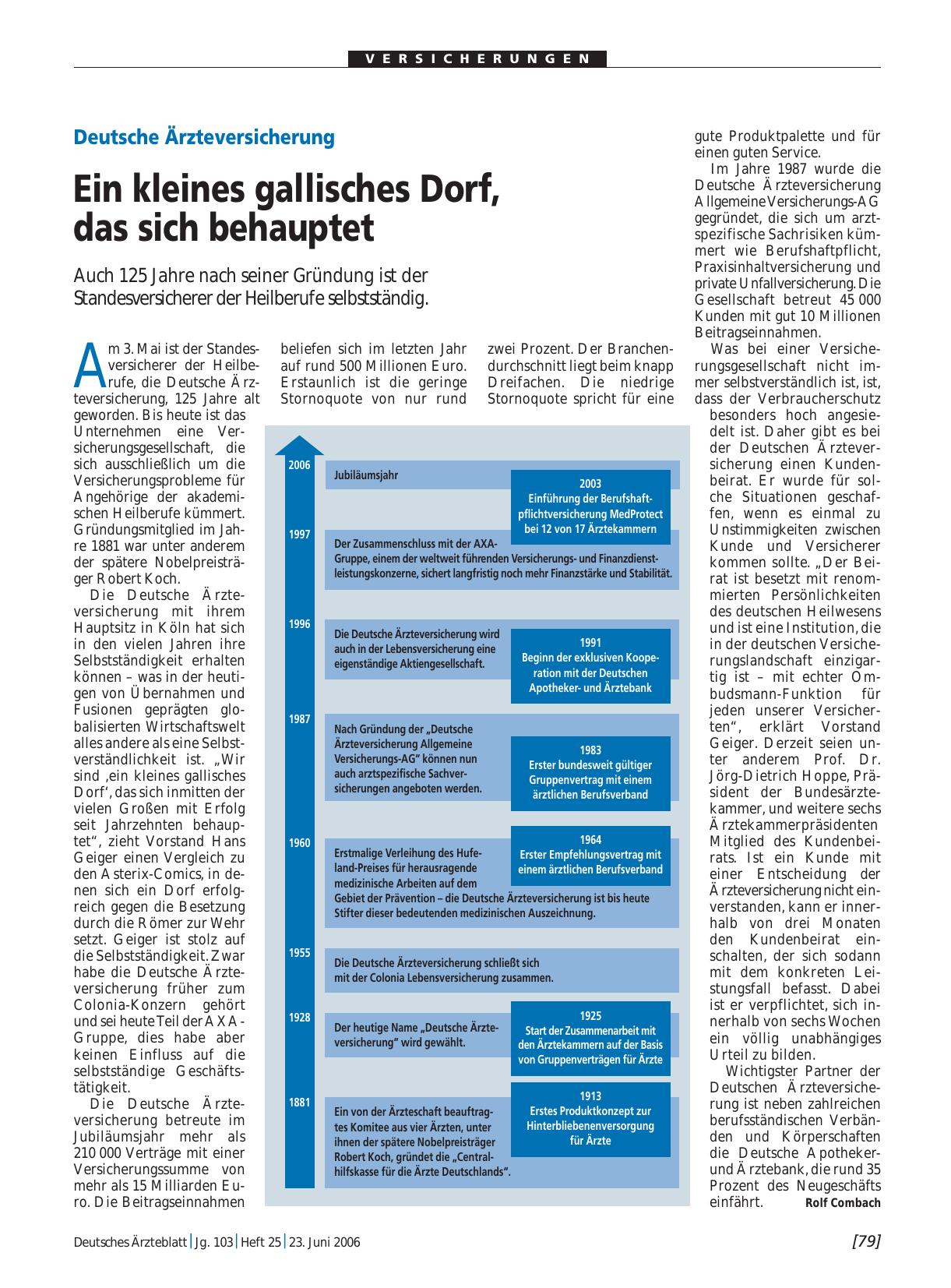 Vorschauseite 1: Deutsche Ärzteversicherung: Ein kleines gallisches Dorf, das sich behauptet