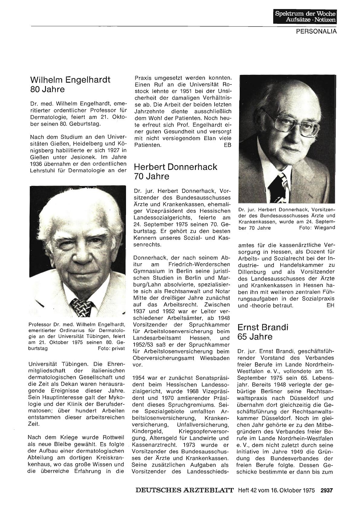 Vorschauseite 1: Ernst Brandi 65 Jahre