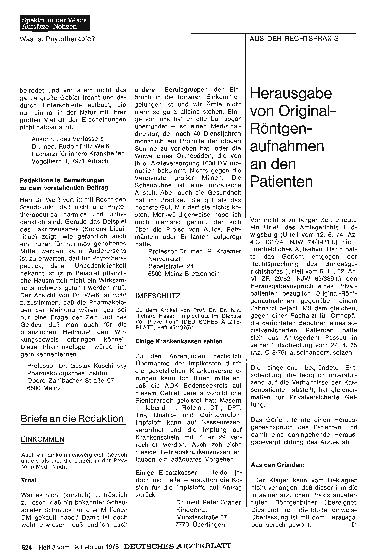 Vorschauseite 1: Herausgabe von Original-Röntgenaufnahmen an den Patienten