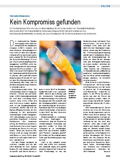 Vorschauseite 1: Telematikinfrastruktur: Kein Kompromiss gefunden