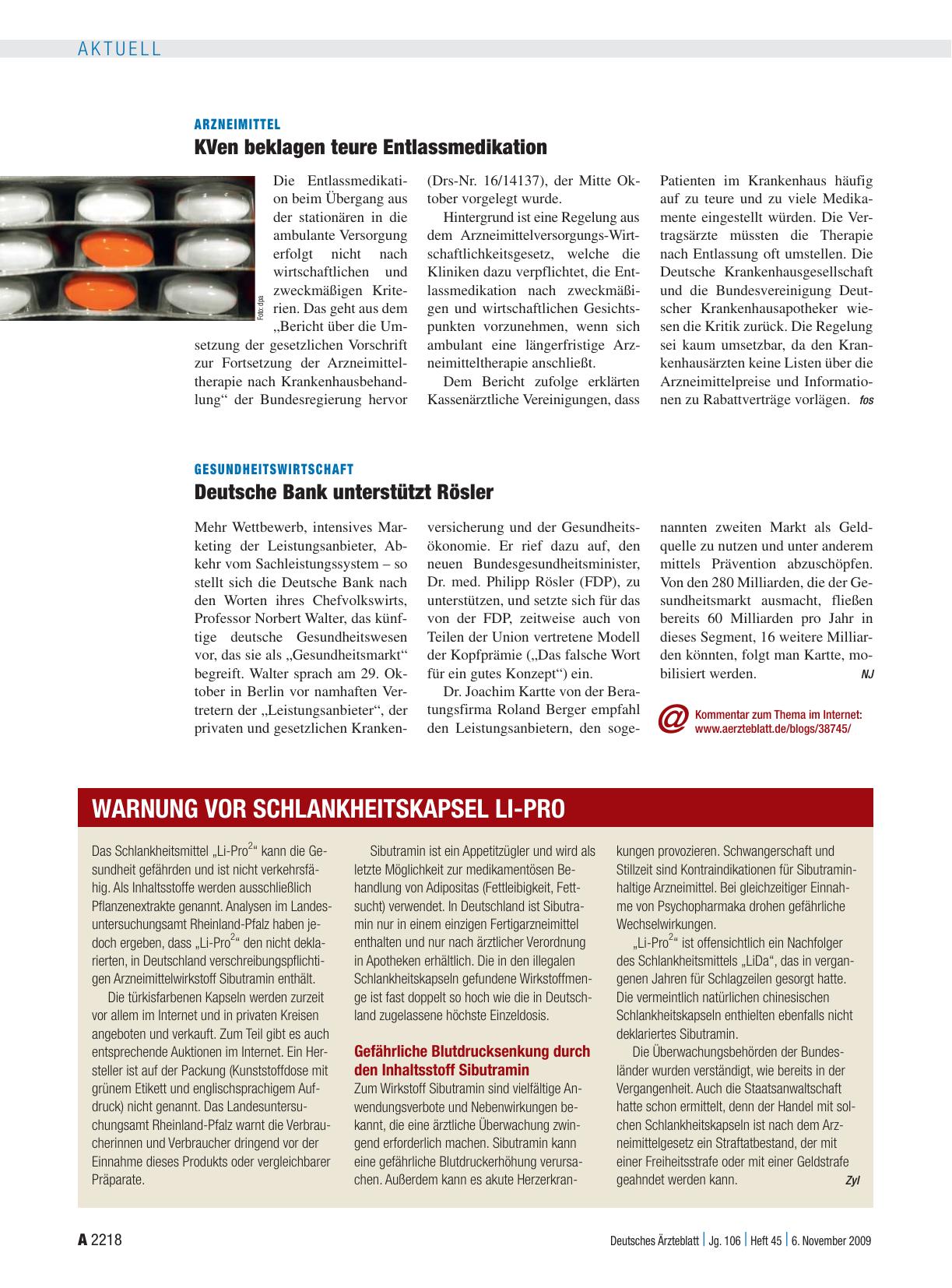 Vorschauseite 1: Arzneimittel: KVen beklagen teure Entlassmedikation