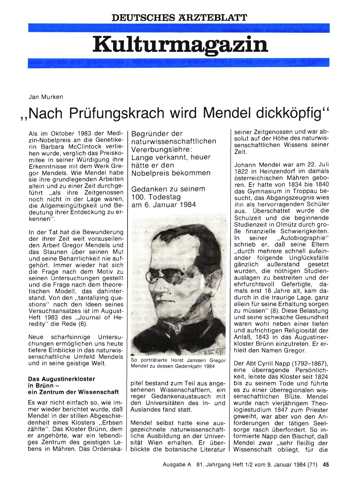 Vorschauseite 1: , Nach Prüfungskrach wird Mendel dickköpfig“