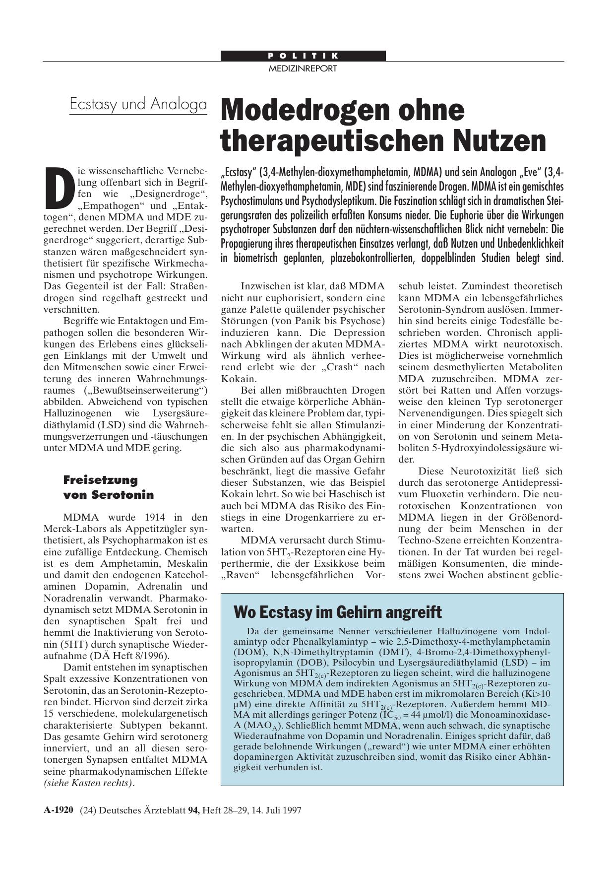 Vorschauseite 1: Wo Ecstasy im Gehirn angreift