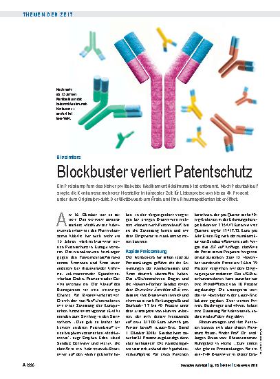 Vorschauseite 1: Biosimilars: Blockbuster verliert Patentschutz